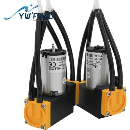 YWfluid YW07-DC 12V/24V Max Flow 10L/Min Mini Diaphragm Vacuum Pump With Brush Motor Used For Dental Medical Equipment