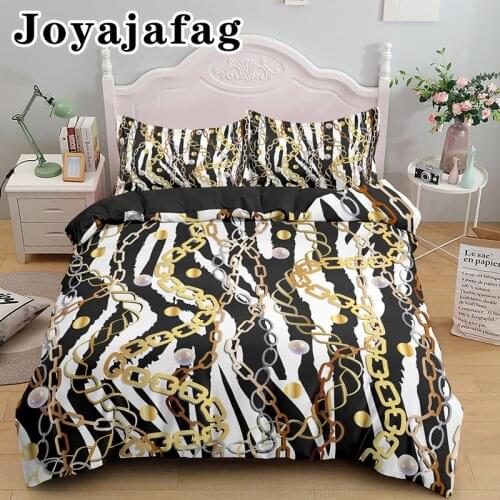 Fashion Gold Chain Geometric Bedding Set Queen King Duvet Cover With Pillowcase Quilt Cover 2/3pcs Bedclothes Home Decor Textile