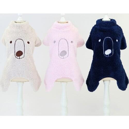 Soft Winter Dog Clothes Jumpsuit Warm Dog Bear Pattern Coat Costume Pet Clothing Puppy Outfits Dog Pajamas
