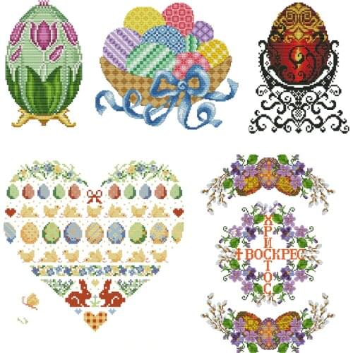 Joy Sunday Easter Colored Egg Series Counted 14CT and 11CT Cross Stitch Kits DIY Hand For Embroidery Home Decor Needlework Set