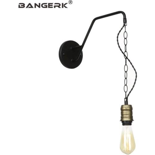 Industrial Retro Wall Lamp Loft Iron Chain Vintage Sconce Wall Lights E27 LED Edison Bedside Wall Lamps Home Decor Lighting