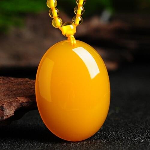 Natural yellow chalcedony jade pendant necklace jade jewelry necklaces pendants for women necklace for free