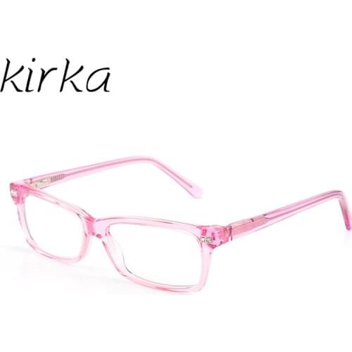 Kirka Women Acetate Glasses Frames Female Eyeglasses Myopia Optical Glasses Pink Frame Clear Lens Fashion Glass Frame for woman
