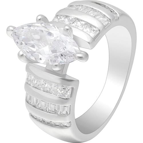 Luxury White Zircon Crown Shape design Fashion Silver Ring for women accessories wedding party Beaytiful gift Engagement Jewelry