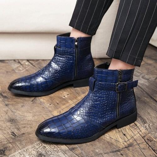 Luxury Men Leather Boots Retro Classic Men Martin Shoes High Top Large Size 38-48 Mens Chelsea Boots Outdoor Men Dress Shoes