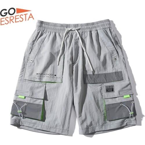 GOESRESTA Summer Men Shorts Fashionable Loose Multi-pocket Drawstring Shorts Men Fashion Street Sports Breathable Tooling Shorts
