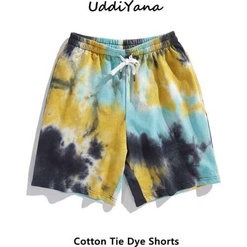 2021 Summer Fashion Oversized Men Tie Dye Beach Shorts Womens Shorts Casual Pants Swimwear Cotton Clothing Loose Short Homme