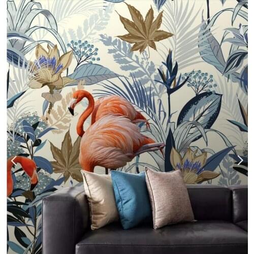 Nordic Tropical Flamingo Wallpaper Mural for Living Room Bedroom Contact Paper HD 3D Wall Papers Roll Home Decor Customize