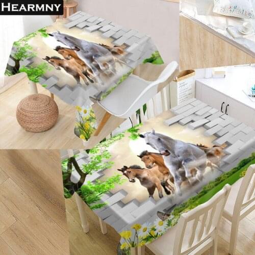 Custom 3D Horse Picture Tablecloth Kitchen Dining Table Decorations Home Rectangular Party Table Covers For Friend Child Gift