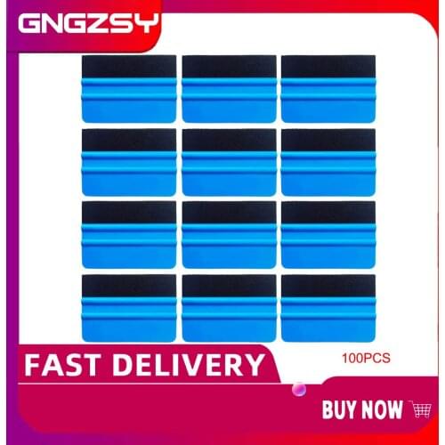 100PCS Vinyl Wrap Tool Suede Felt Squeegee Scraper Carbon Fiber Film Covering Decal Stickers Remover Window Tint Cleaner 100A02