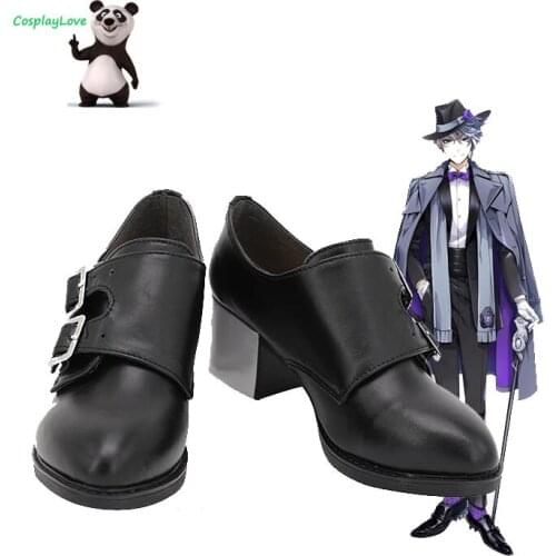Twisted Wonderland Azul Ashengrotto Black Shoes Cosplay Long Boots Hand Custom Made For Halloween Christmas
