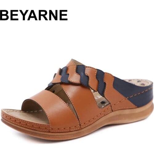 BEYARNEOutdoor Non slip Women Massage Slippers Summer Fashion Indoor Outdoor Flip Flops Women Shoes Casual Splicing BeachSlipper