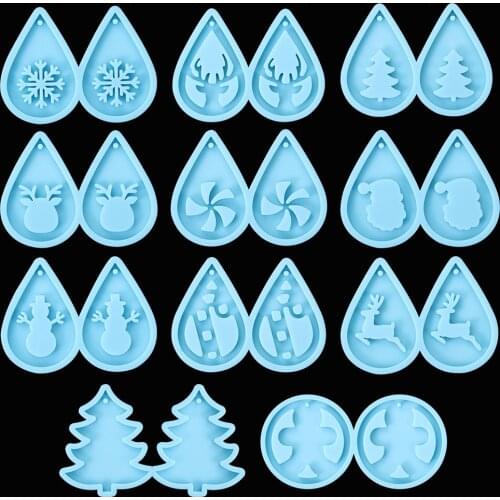1 Pair Chiristmas DIY Earring Pendant Silicone mold Resin Mold Handmade UV Epoxy Moulds for Jewelry Handmade Making Tools