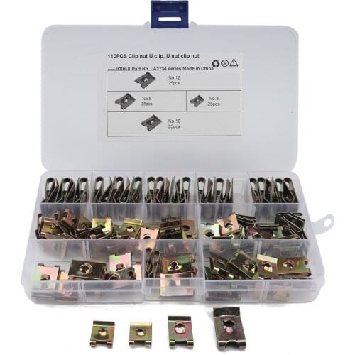 110PCS U Type Metal Clip No.6 8 10 12 Zinc Clip Nut Automotive Interior Trim Panel Fastener Fitting