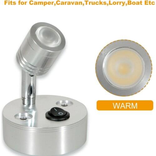 12V 1W LED RV Reading Light Warm White Bed Lamp 100LM LED Roof Light Wall Lamp for Caravan Motorhome Trailer RV Camper Lorry
