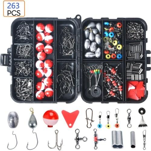 263pcs/box Fishing Tackles Box Accessories Kit Set With Float Hooks Snap Sinker Weight For Carp Bait Lure Ice Winter Accessoires
