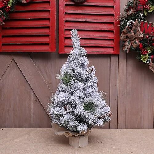 30/40/50/60cm Mini Snow Pine Tree Desktop Ornaments Cedar Trees Christmas Decoration 1pcs PVC Festival