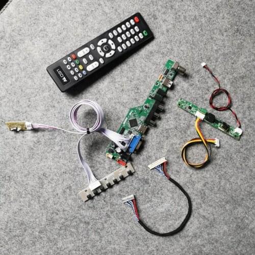 30 Pin matrix 1366*768 Fit M185XTN01/M185XW01/M195XTN01/LM185TT1A panel 60Hz WLDE monitor controller board kit LVDS VGA USB