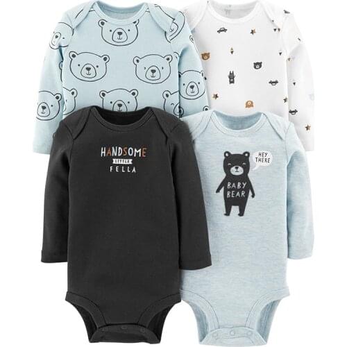 4pcs/lot Baby Bodysuits Cotton Baby Boy Girl Clothes Infant Short Sleeve Jumpsuit Body For Babies Newborns Baby Clothing