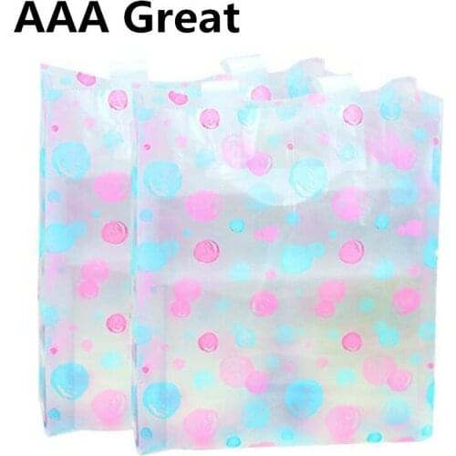 50pcs/Lot Plastic Package Bag Party Supplies Gift Bags With Handles Cookies Gift Bag Plastic Print Shops Store Pouches