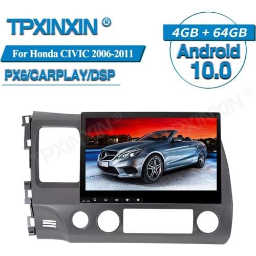 64G For Honda CIVIC 2006-2011 Android Radio Car Multimedia Player GPS Navigation Audio Stereo Screen DVD Head Unit Tape Recorder