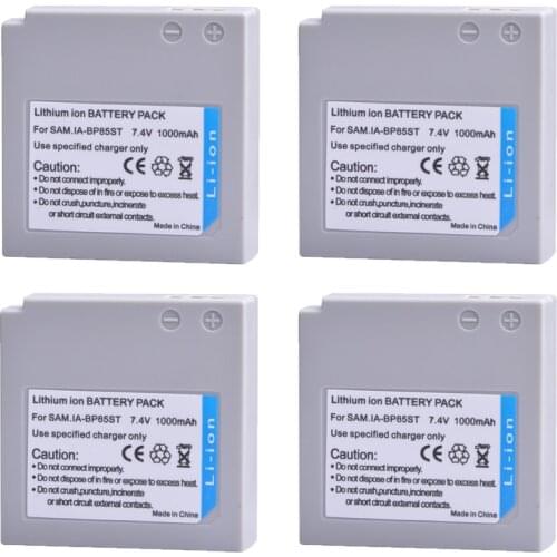 4PC 1000mAH IA-BP85ST IA BP85ST BP85ST Rechargeable Camera Battery for Samsung VP-10AH VP-MX10AU SC-HMX10 SC-MX10A SC-MX20L