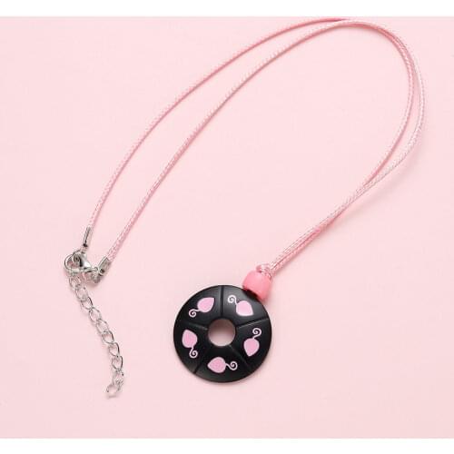 Anime Ladybug Pink Round Pendant Necklace Exquisite Aesthetic Gift Jewelry Accessory For Girl Woman