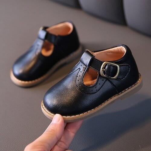 AOGT 2021 Spring Infant Shoes For Girl Genuine Leather Soft Comfortable Round Toe Buckle Flat Baby Princess Shoes T2115