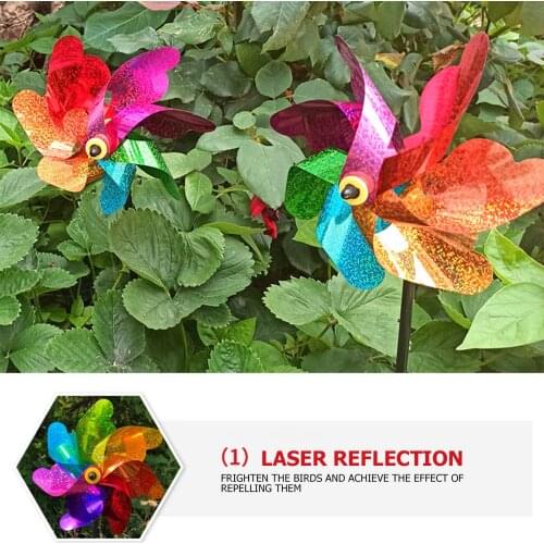 Sparkly Holographic Pinwheel Bird Repellent Spinner Reflective Whirl Scare Deterrent Product to Keep Birds Away for Garden Party