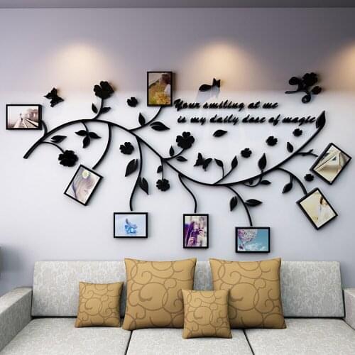 Large Size Wall Sticker Black 3D DIY Photo Tree PVC Wall Stickers Adhesive Family Wall Decals Murals Home Decor