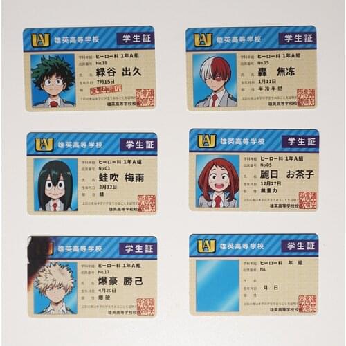 Brdwn My Hero Academia Midoriya Izuku Bakugou Katsuki Todoroki Shoto China Official Authorization Cosplay Student ID Card