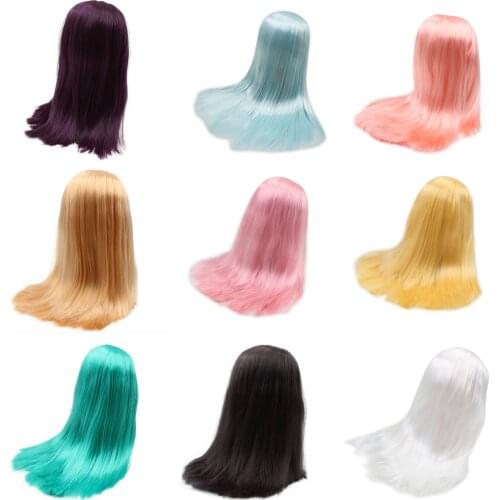 DBS blyth doll icy wig only rbl scalp and dome pink pale blue yellow straight hair wig for DIY custom anime toy