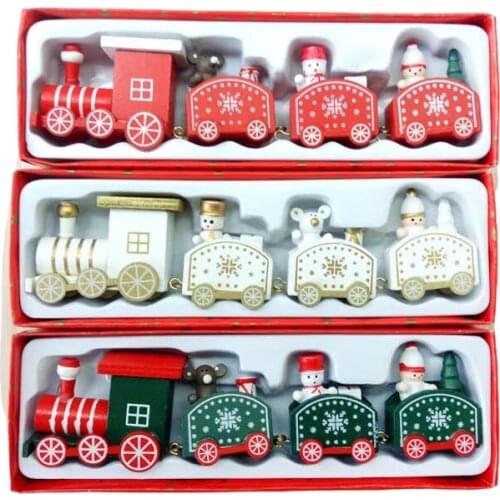 Wooden Christmas Mini Cute Train Decoration for Children Gift Decoration Ornaments Christmas Train Decoration