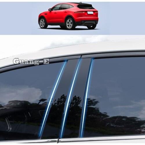 For Jaguar F-PACE 2016-2021 Car PC Material Pillar Post Cover Door Trim Window Piano Black Molding Sticker Plate 6pcs