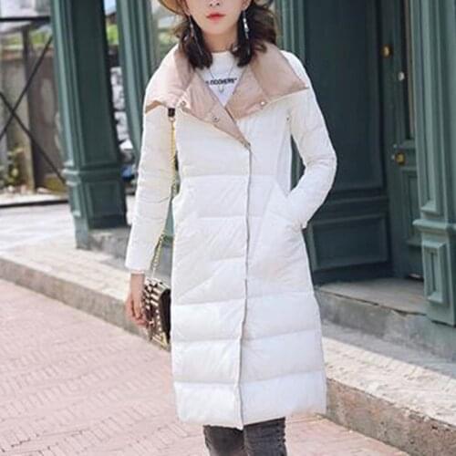 Double Sided Down Jacket Coat Female Winter Turtleneck White Duck Down Double Breasted Warm Women Parkas Snow Outwear
