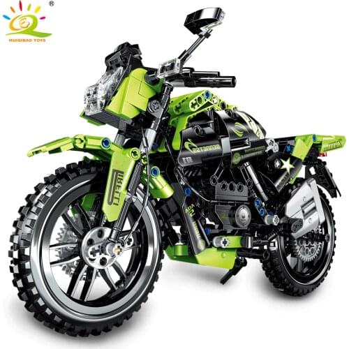 HUIQIBAO 518Pcs City Speed Champion Motorbike Building Blocks Technical Off-Road Haulage Motor Motorcycle Race Bricks Toys Child