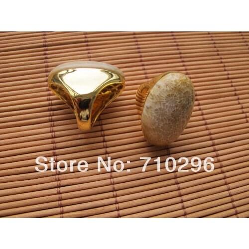 Amazing!! Gem Ring Stone Ring Natural Coral fossil Stone Ring 3pcs/lot