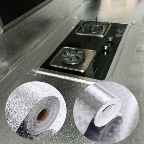 Kitchen Wall Stove Aluminum Foil Oil-proof Sticker Anti-fouling High temperature Self-adhesive Croppable Wall Sticker Decoration
