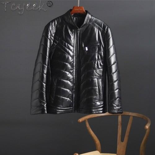 Genuine 200% Leather Jacket Men Short Sheepskin Coat Warm Down Cotton Men Clothing Autumn Winter Hommes Veste LW5588299