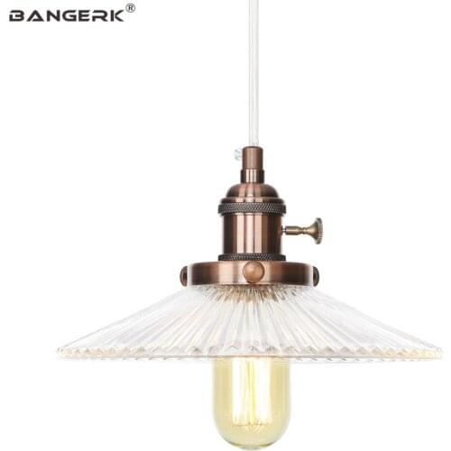 Loft Decor Retro Pendant Lamp LED Edison Iron Switch Adjust Glass Hanging Lights Bedroom Home Pendant Lighting Luminaire