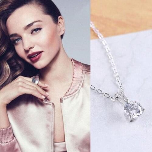 Small Zircon 925 Sterling Silver Jewelry Simple Korean Fashion Crystal Accessories Pendant Necklaces N200