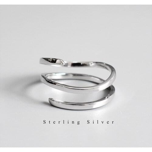 Trendy 925 sterling silver rings for women,multilayer twining Smooth surface,Adjustable opening size,fine jewelry party OL gifts