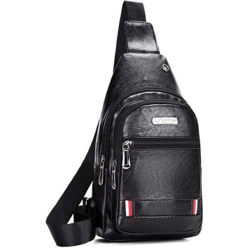 Fashion Mens Bags Leather Sling Zipper Pack Chest Shoulder Crossbody Bag Satchel Men 2021 Hot Sales PU Sling Sports Casual Bag