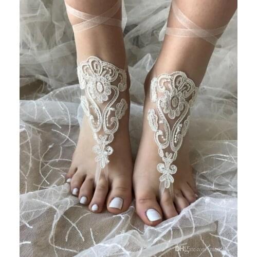 New Design Lace Beach Wedding Barefoot Sandals 2021 Boho Ankle Chain Custom Made Bridal Bridesmaid Jewelry Foot