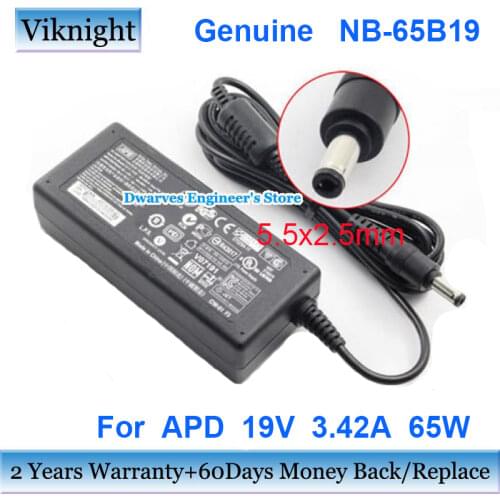 GenuineNB-65B19 19V 3.42A 65W AC Adapter Charger For APD NB-65B19 -CAA ADP-65HB BB 74-10200-02 PA-1650-66 Monza T100 T200