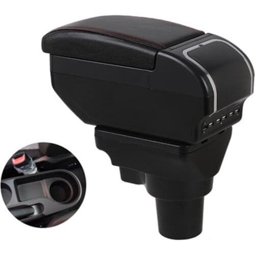 Large Space+Dual Layer+USB Interface Armrest box For Hyundai solaris 2/accent/Verna 2017-2018 Central Store Content box with Ash