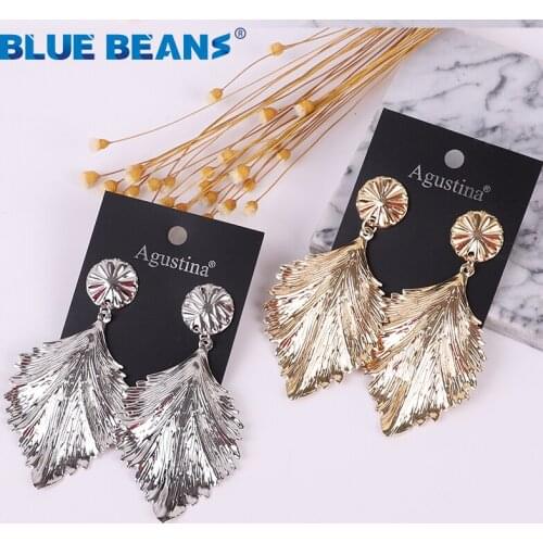 Simple fashion leaf Leaves Silver Gold Drop Dangle Earring for Women Trendy Metal Geometric Statement Party Jewelry Gift bijoux