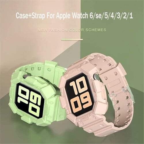 Strap for Apple Watch 38mm 40mm 42mm 44mm Transparent Silicone With Protective Case Band for iWatch Series SE 6 5 4 3 Wristband