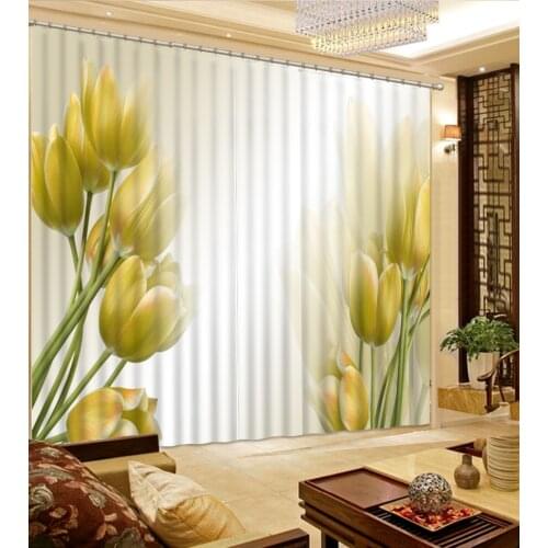 Luxury European Modern yellow flower fashion decor home decoration for bedroom curtains 3d for living room