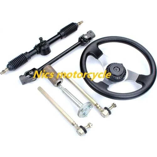 110cc Go Kart Parts Steering Gear + Steering Wheel + Tie Rod + Steering Shaft Four-wheeled kart DIY
